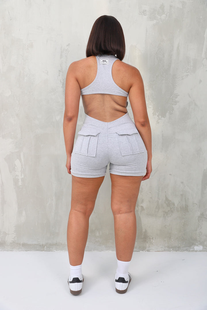 Ella Zip Up Romper - Grey