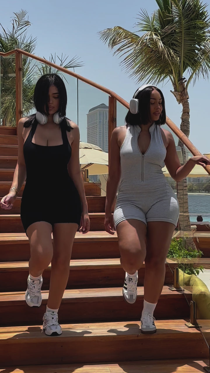 Ella Zip Up Romper - Grey